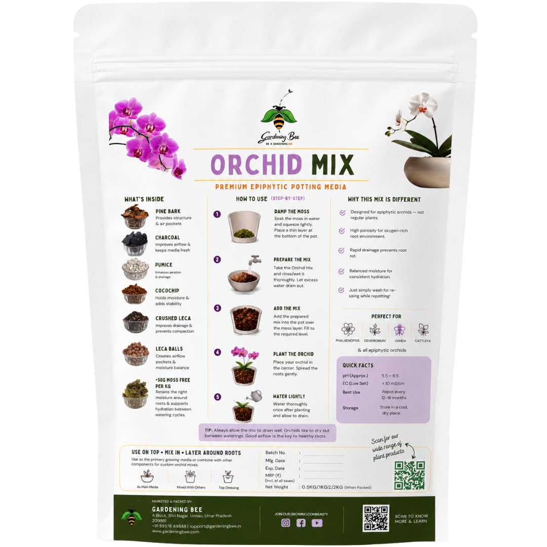 Orchid Soil Mix, Chunkiest Potting, Ready to use Mixture, Combo with Moss Grass, 100% Natural and Organic, Tall Shiny Orchids, Essential & Powerful