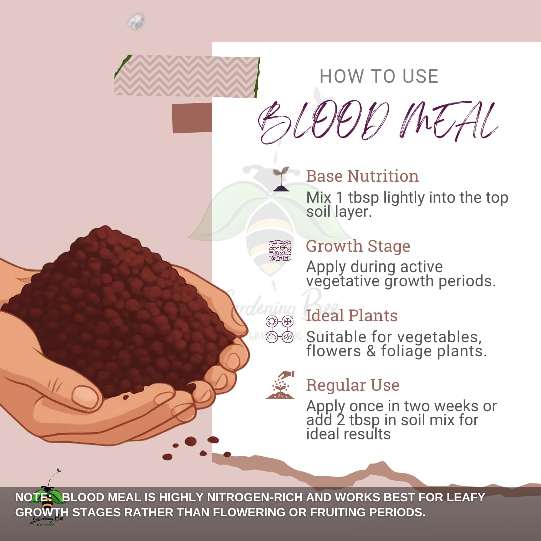 Blood Meal for Gardens, Nitrogen Rich Blood meal, Powder, Organic Alternative, 100% Natural, Plant Growth, Leafy Nutrient, nutrition for Potted plants