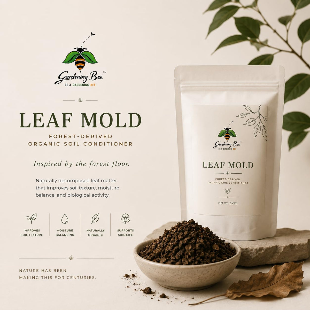 Leaf Mold, Patta Khaad, Leaf Manure, Shredded Leaf Compost for Gardens and Potted Plants, 100% Natural and Organic, Healthy Plant Growth, Indoor and Outdoor Pots