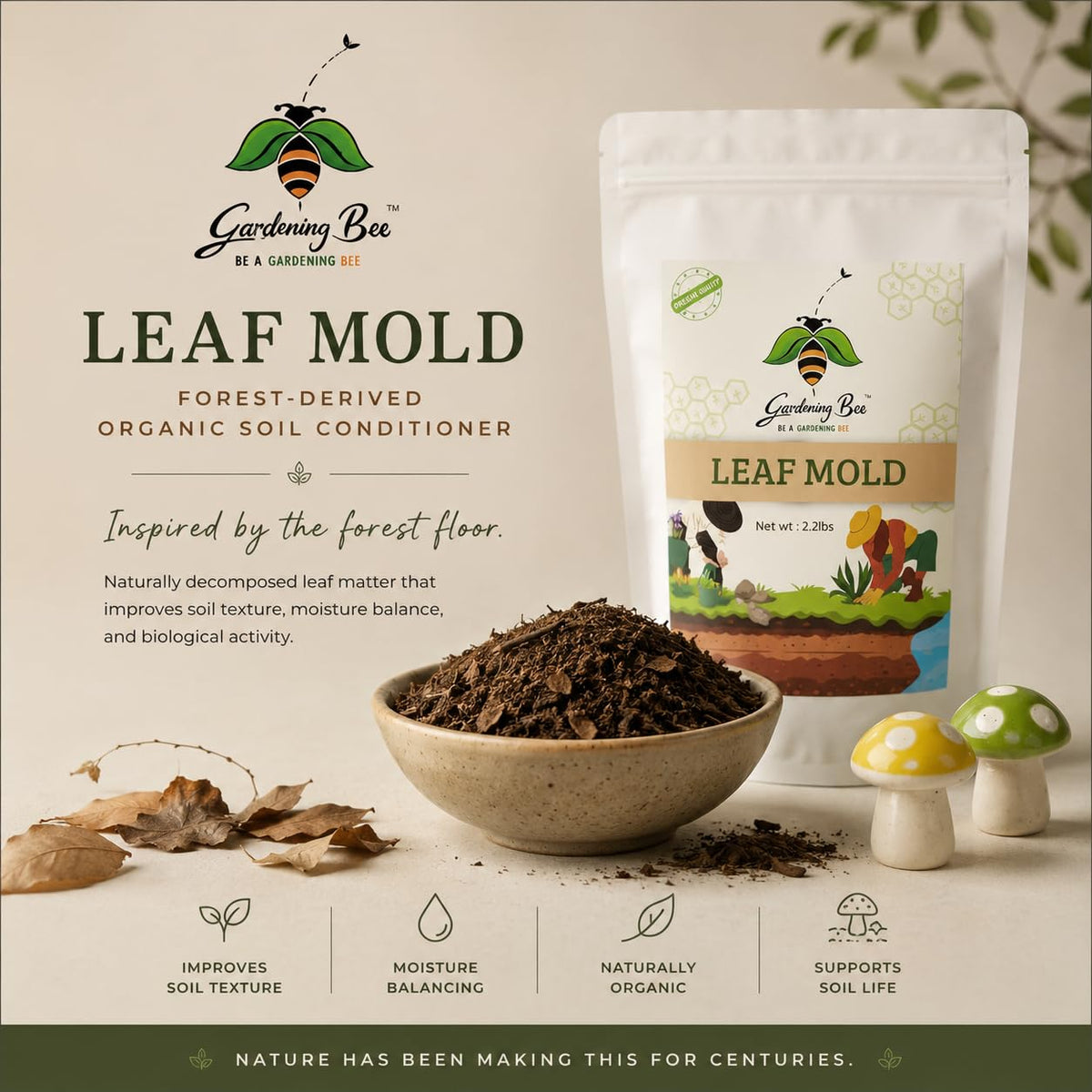 Leaf Mold, Patta Khaad, Leaf Manure, Shredded Leaf Compost for Gardens and Potted Plants, 100% Natural and Organic, Healthy Plant Growth, Indoor and Outdoor Pots