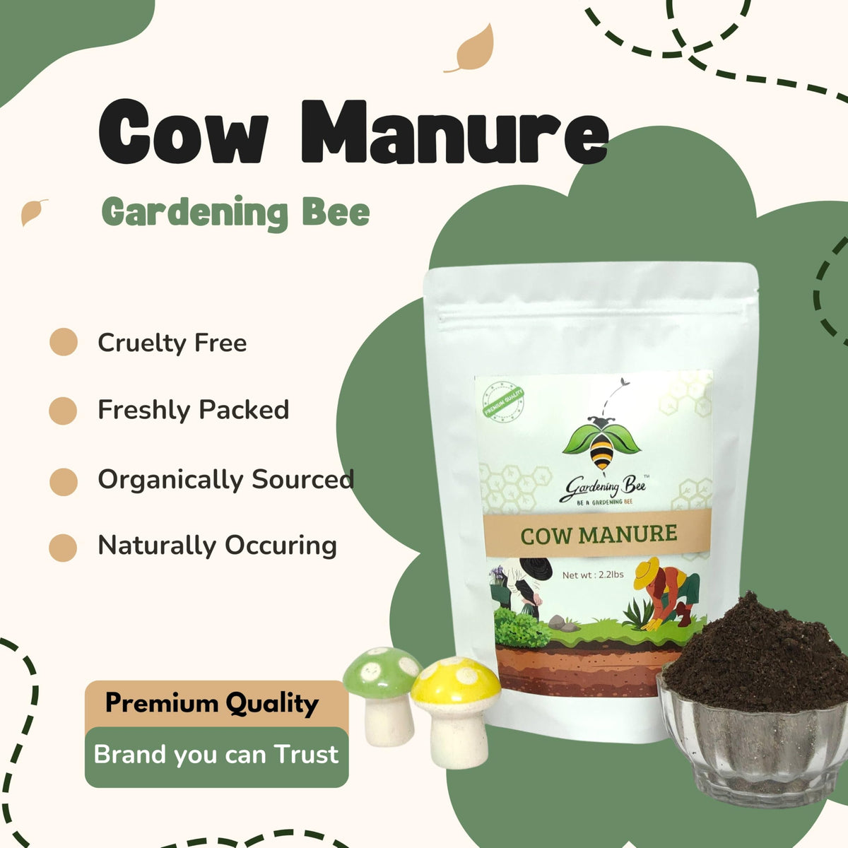 Cow Manure, Odourless Fertilizer for Plant and Gardens, Indoor or Outdoor Plants, 100% Organic & Natural, Gobar Khaad, Home Garden. Kitchen Vegetable Growing