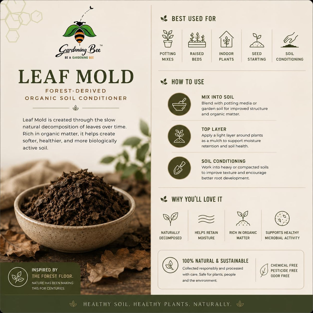Leaf Mold, Patta Khaad, Leaf Manure, Shredded Leaf Compost for Gardens and Potted Plants, 100% Natural and Organic, Healthy Plant Growth, Indoor and Outdoor Pots