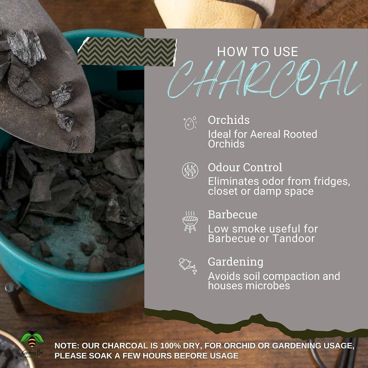 Wood Based Activated Charcoal for Orchid Potting, anthurium Plants, Horticultural Grade, Grilling, Barbecue, Baby Dhoop, BBQ Low Smoke Charcoal