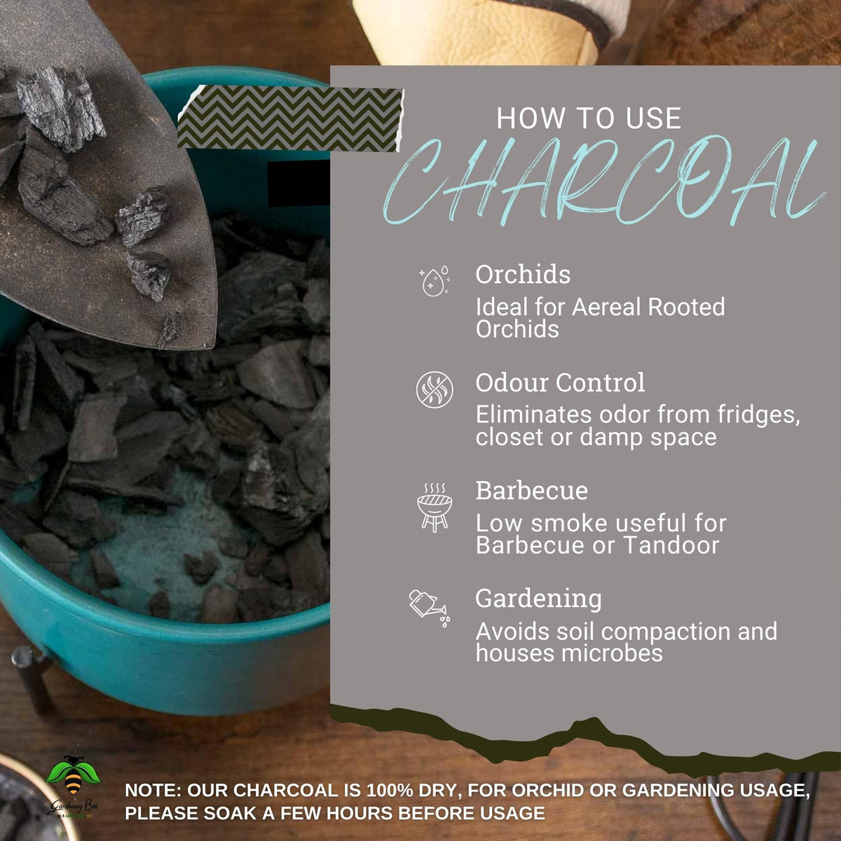 Wood Based Activated Charcoal for Orchid Potting, anthurium Plants, Horticultural Grade, Grilling, Barbecue, Baby Dhoop, BBQ Low Smoke Charcoal