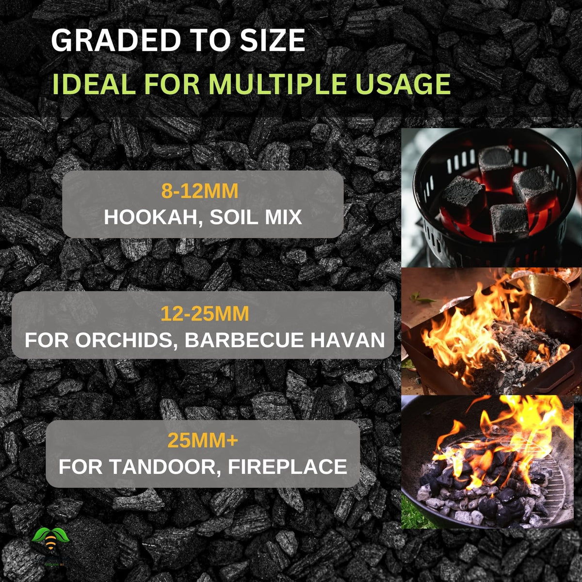 Wood Based Activated Charcoal for Orchid Potting, anthurium Plants, Horticultural Grade, Grilling, Barbecue, Baby Dhoop, BBQ Low Smoke Charcoal