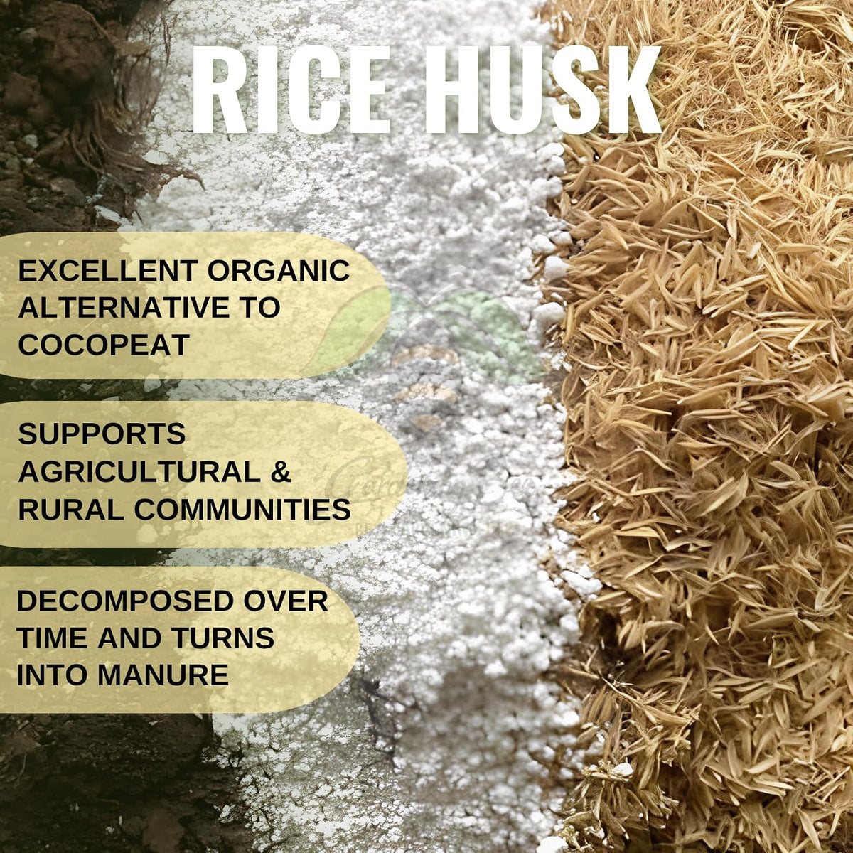 Organic Rice Hulls (Husk) for Plants  |Best Paddy Husk for Horticulture Grade 100% Natural, Rice Husk for Gardening, Ideal Soilmix and Mulching, Potting Mix, beding