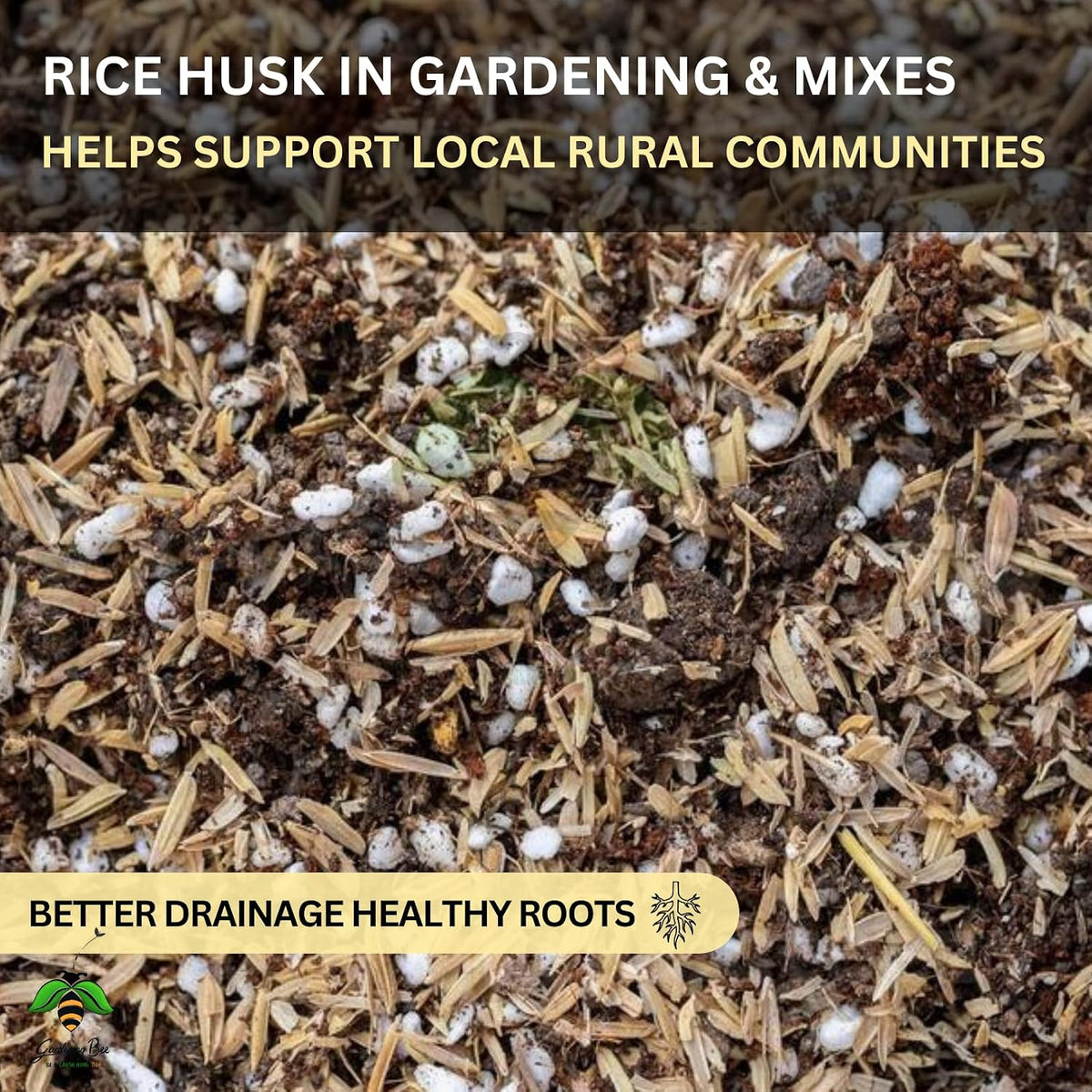 Organic Rice Hulls (Husk) for Plants  |Best Paddy Husk for Horticulture Grade 100% Natural, Rice Husk for Gardening, Ideal Soilmix and Mulching, Potting Mix, beding