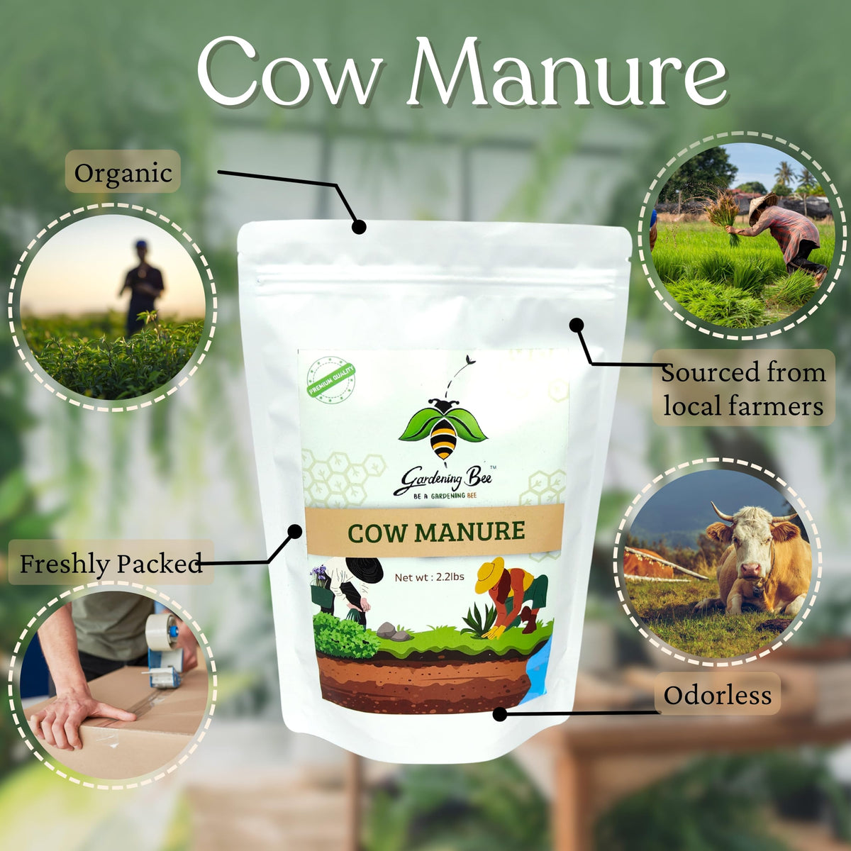 Cow Manure, Odourless Fertilizer for Plant and Gardens, Indoor or Outdoor Plants, 100% Organic & Natural, Gobar Khaad, Home Garden. Kitchen Vegetable Growing