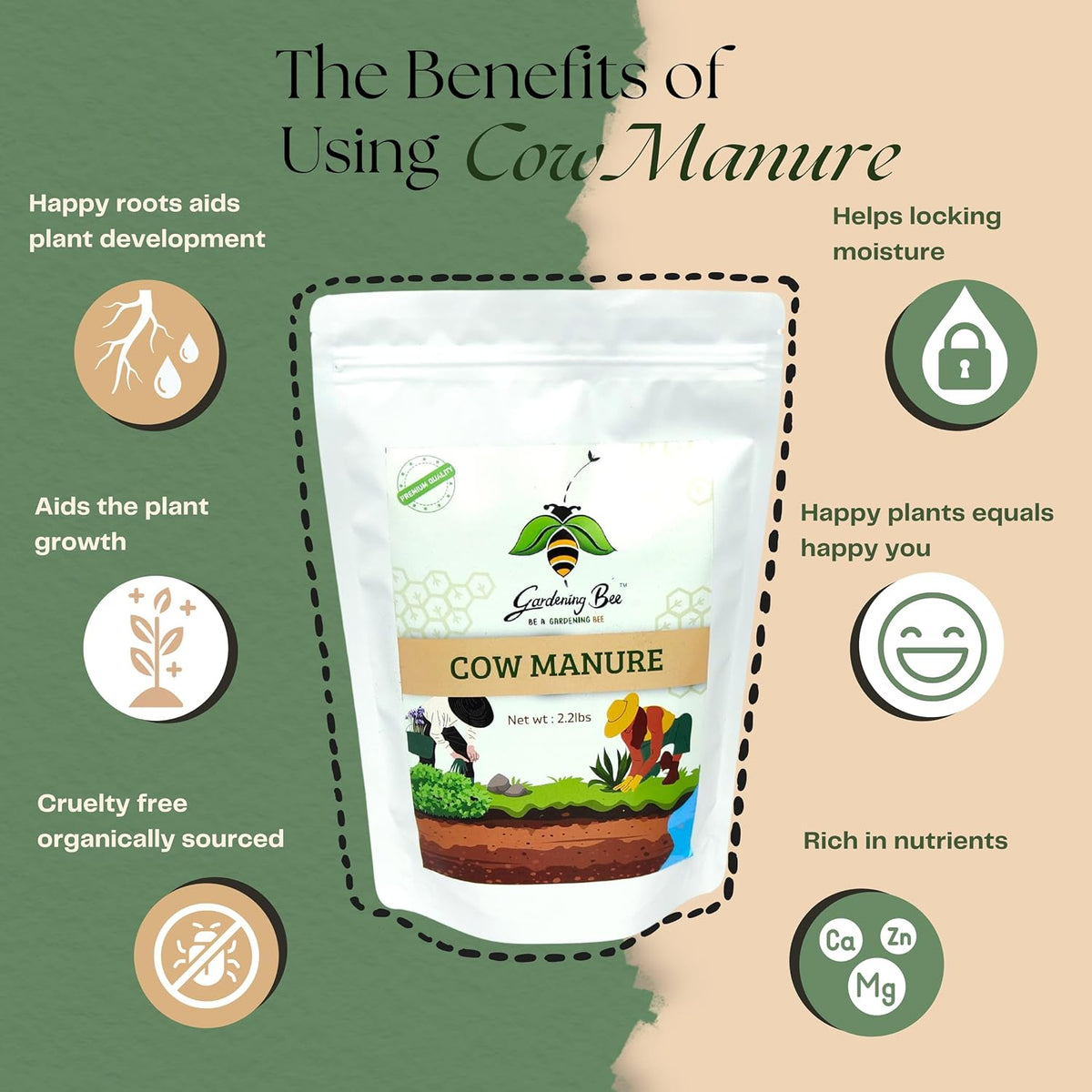 Cow Manure, Odourless Fertilizer for Plant and Gardens, Indoor or Outdoor Plants, 100% Organic & Natural, Gobar Khaad, Home Garden. Kitchen Vegetable Growing