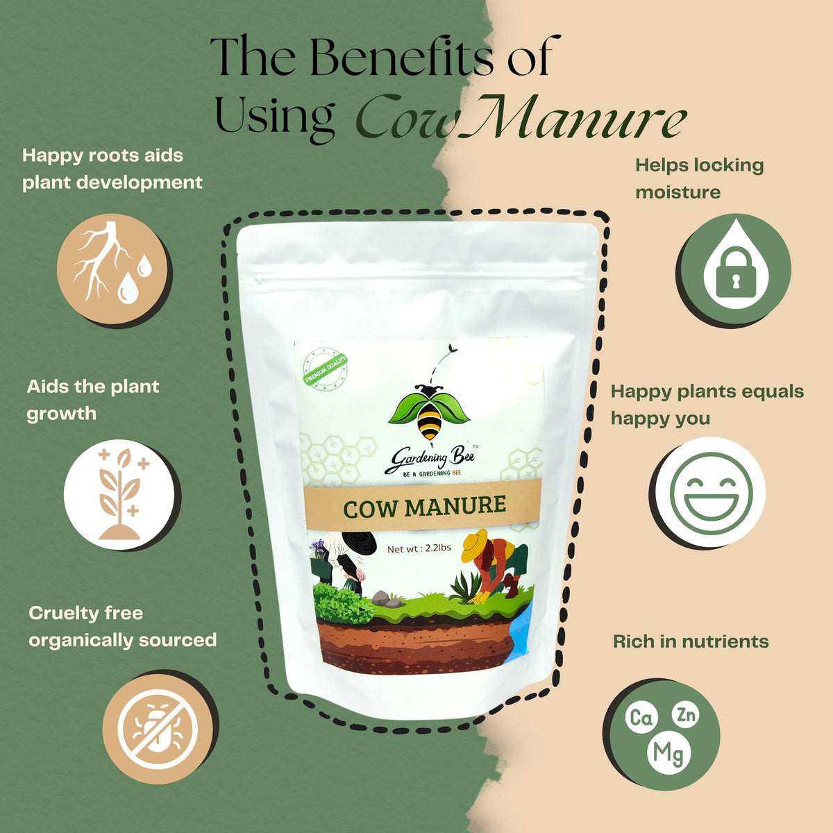Cow Manure, Odourless Fertilizer for Plant and Gardens, Indoor or Outdoor Plants, 100% Organic & Natural, Gobar Khaad, Home Garden. Kitchen Vegetable Growing