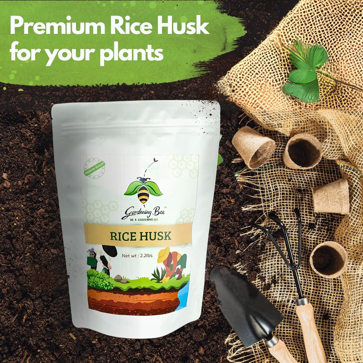 Organic Rice Hulls (Husk) for Plants  |Best Paddy Husk for Horticulture Grade 100% Natural, Rice Husk for Gardening, Ideal Soilmix and Mulching, Potting Mix, beding