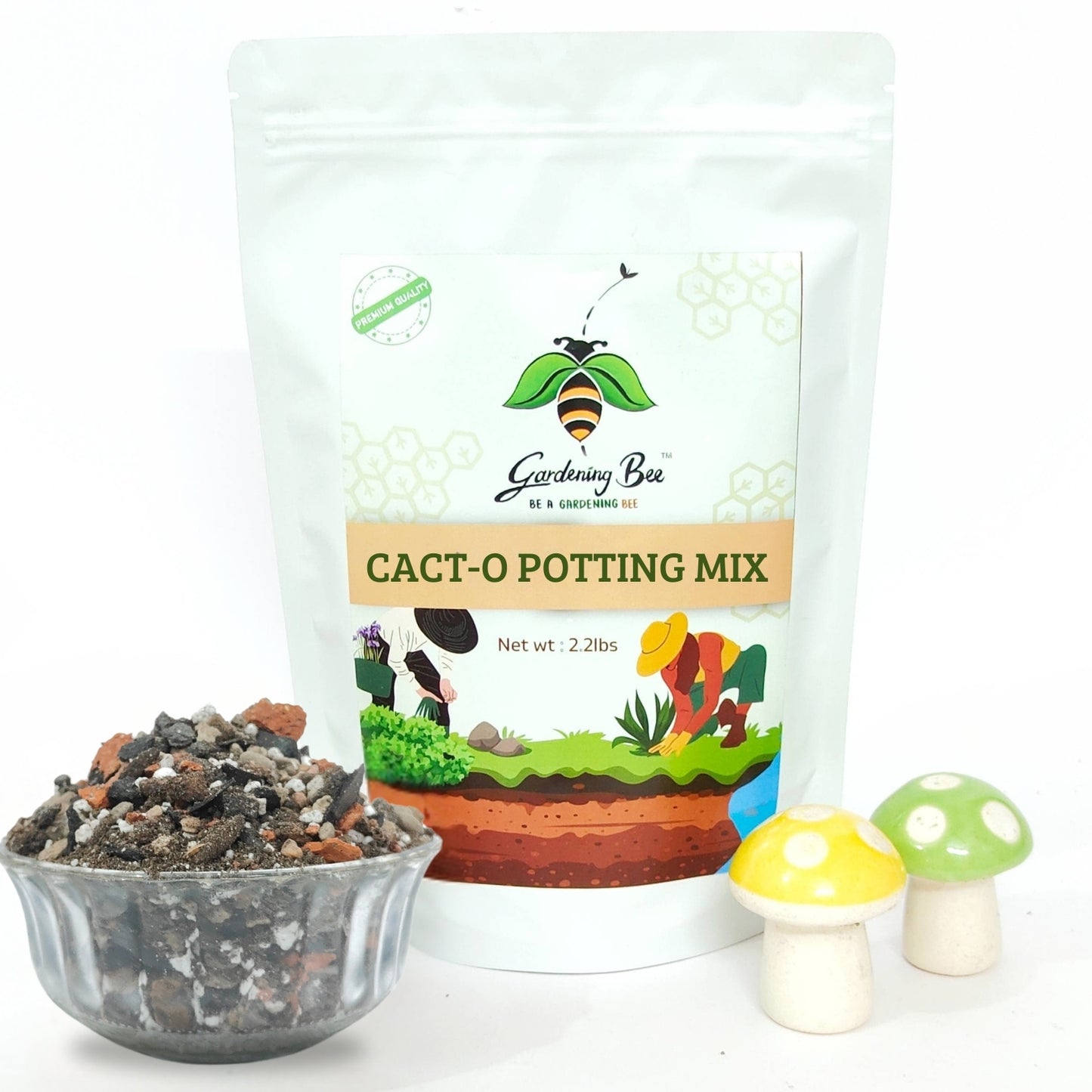 Gardening Bee Cactus Mix – Nutrient-Rich Potting Media for Succulents and Cacti (1 Kilogram)