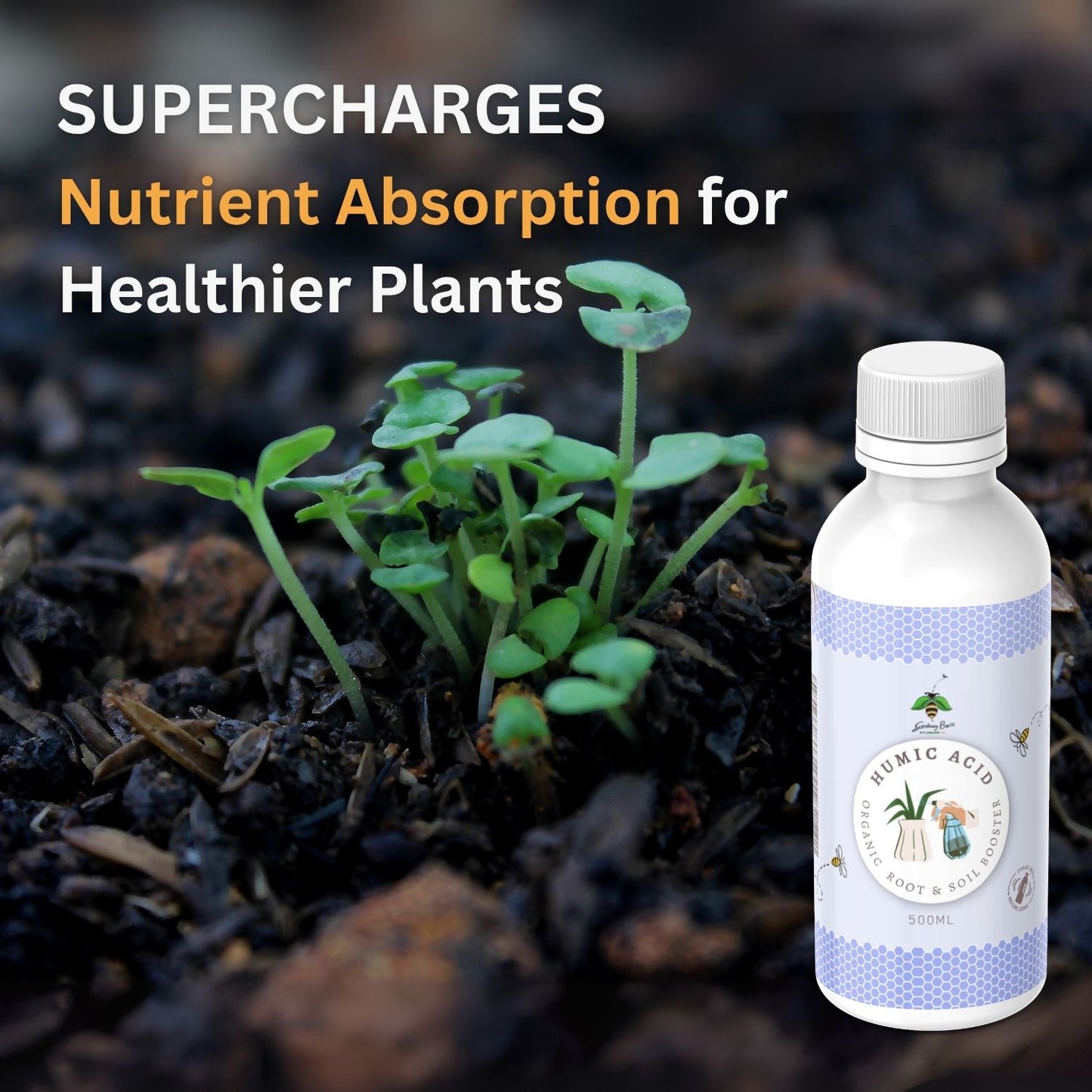 Gardening Bee Humic Liquid – Concentrated Organic Fertilizer and Soil Conditioner (100 ML)