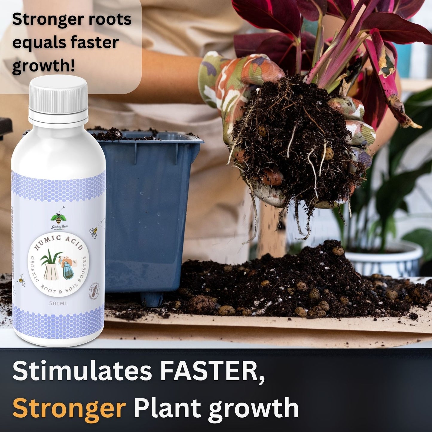 Gardening Bee Humic Liquid – Concentrated Organic Fertilizer and Soil Conditioner (100 ML)