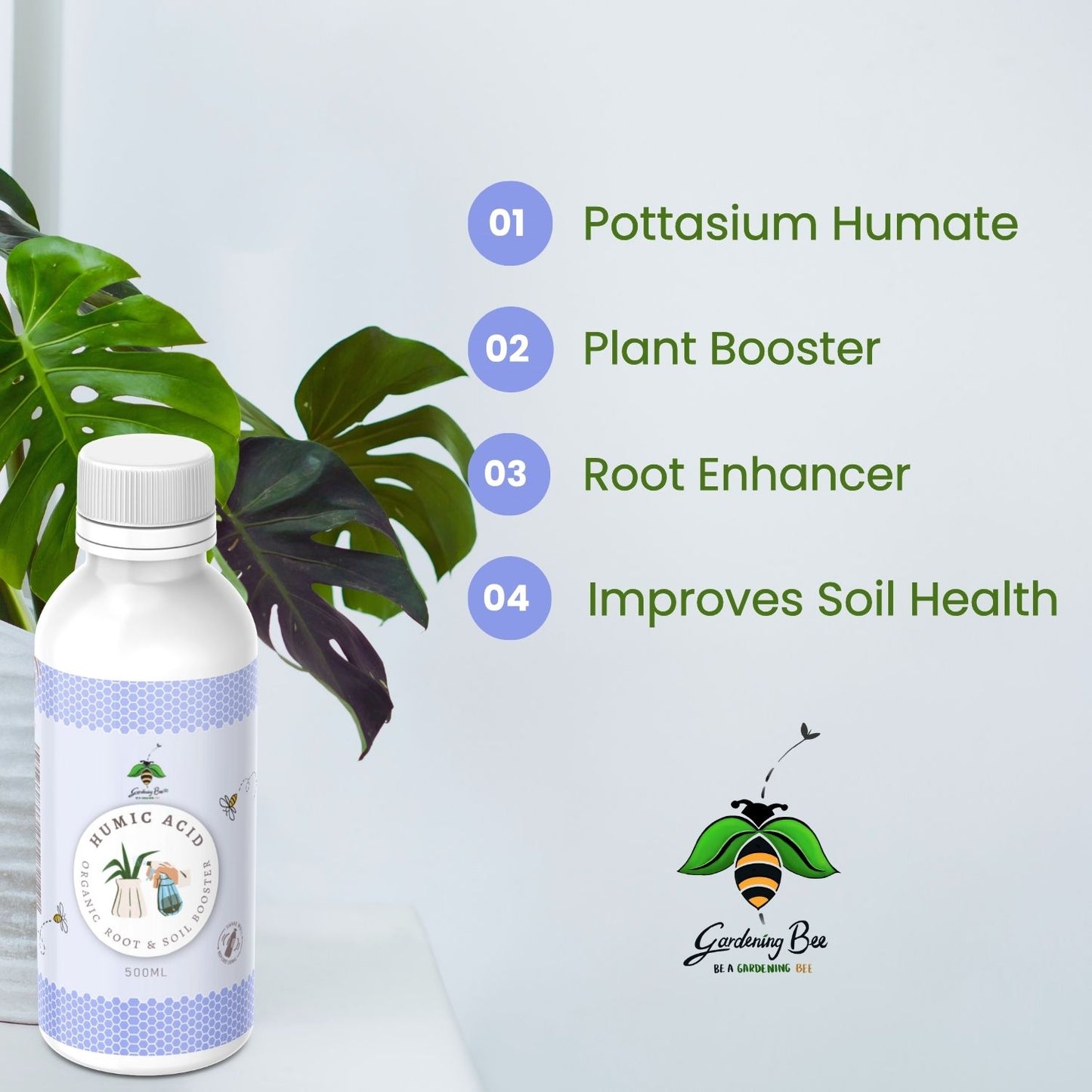 Gardening Bee Humic Liquid – Concentrated Organic Fertilizer and Soil Conditioner (100 ML)